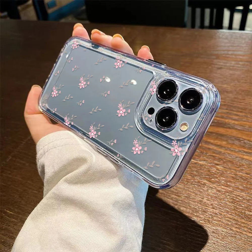 Luxury iPhone Case — Transparent Liquid Silicone Floral Shockproof Cover with Anti-Scratch Dustproof Non-Slip Lightweight Aesthetic Design