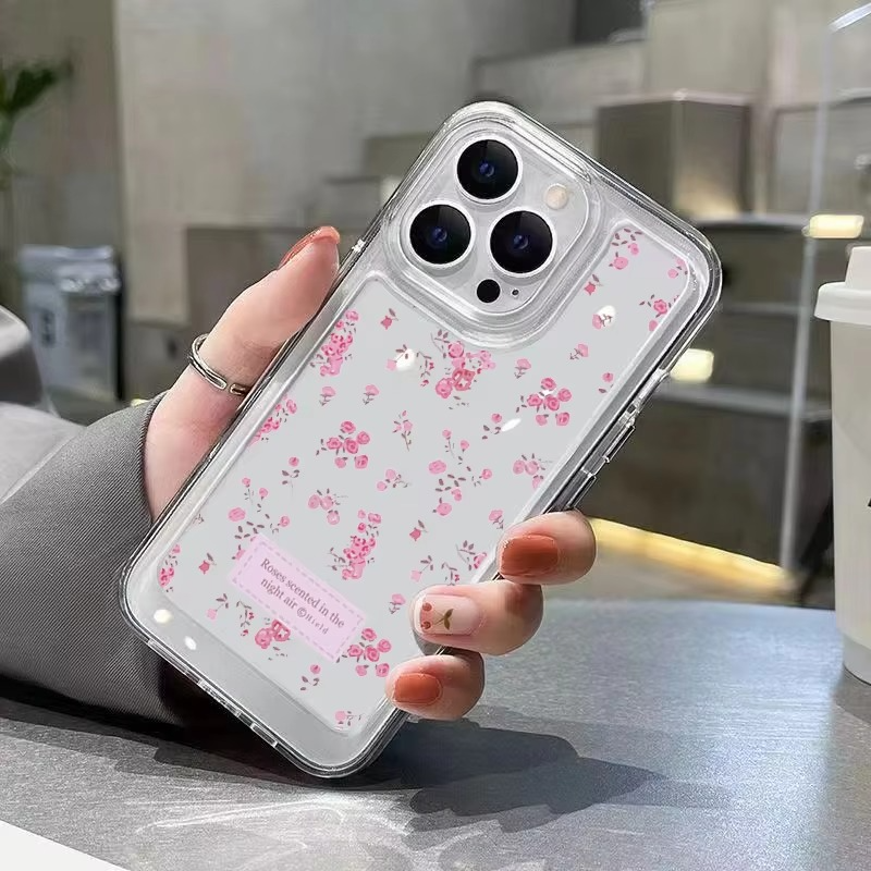 Luxury iPhone Case — Transparent Liquid Silicone Floral Shockproof Cover with Anti-Scratch Dustproof Non-Slip Lightweight Aesthetic Design