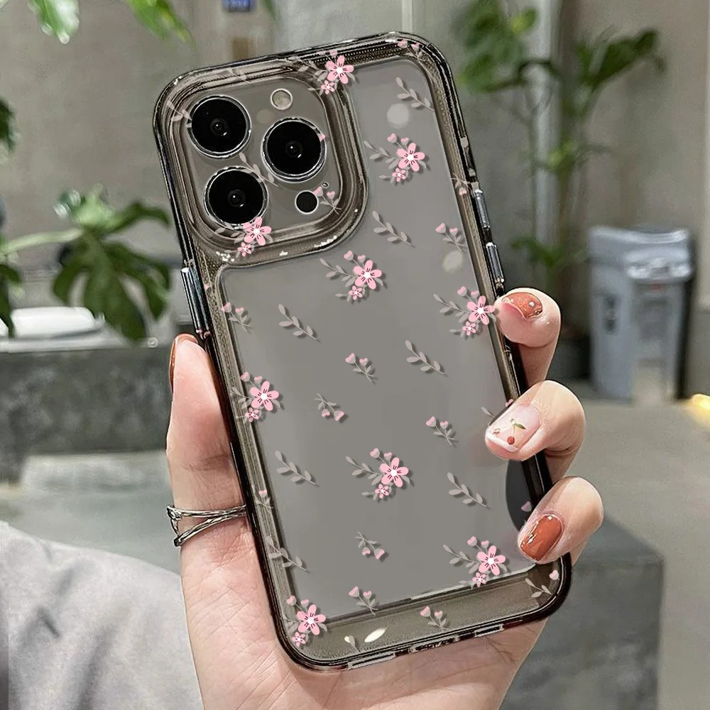 Luxury iPhone Case — Transparent Liquid Silicone Floral Shockproof Cover with Anti-Scratch Dustproof Non-Slip Lightweight Aesthetic Design