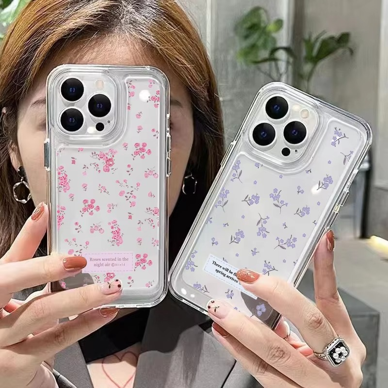 Luxury iPhone Case — Transparent Liquid Silicone Floral Shockproof Cover with Anti-Scratch Dustproof Non-Slip Lightweight Aesthetic Design