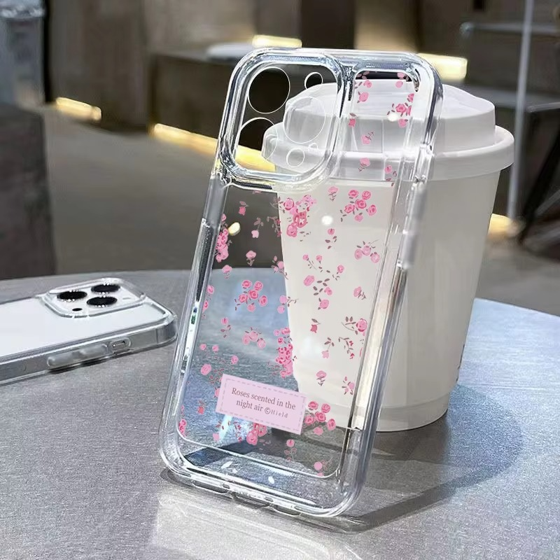 Luxury iPhone Case — Transparent Liquid Silicone Floral Shockproof Cover with Anti-Scratch Dustproof Non-Slip Lightweight Aesthetic Design