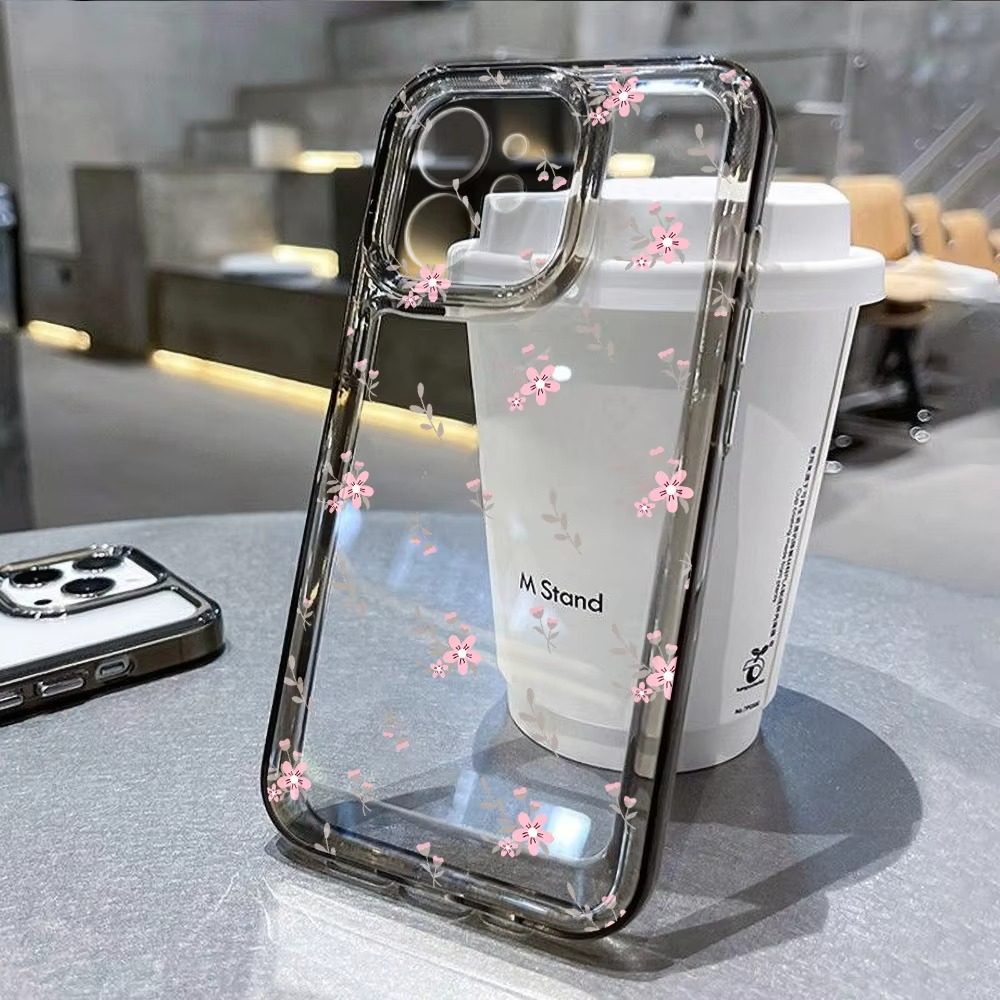 Luxury iPhone Case — Transparent Liquid Silicone Floral Shockproof Cover with Anti-Scratch Dustproof Non-Slip Lightweight Aesthetic Design
