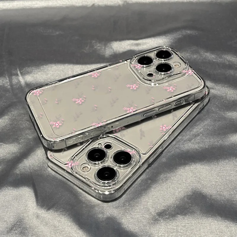 Luxury iPhone Case — Transparent Liquid Silicone Floral Shockproof Cover with Anti-Scratch Dustproof Non-Slip Lightweight Aesthetic Design