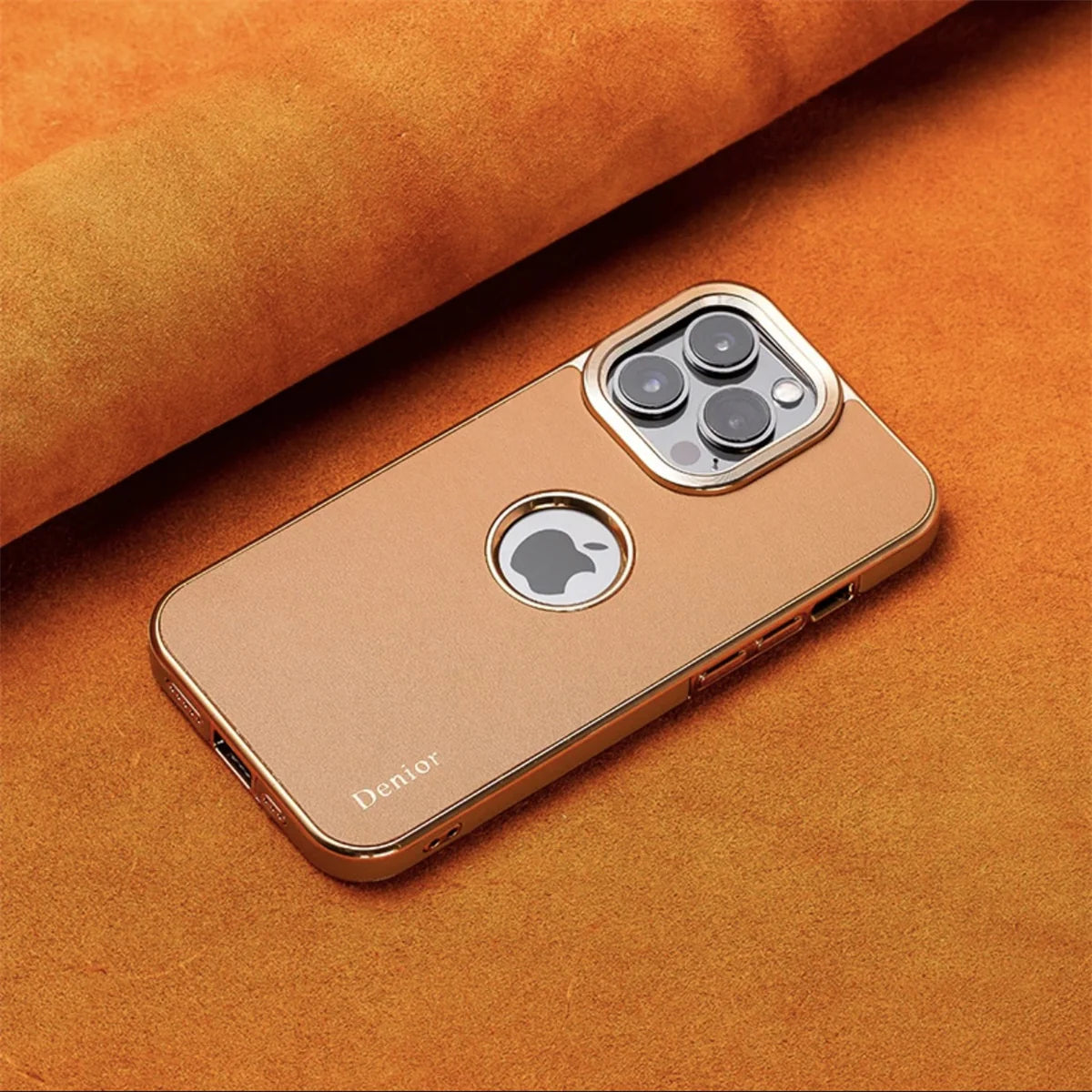 Luxury iPhone Genuine Leather Back Case — Shockproof Half-Wrapped Cover, Anti-Fingerprint Scratch-Resistant Design, Slim Non-Slip Premium Finish