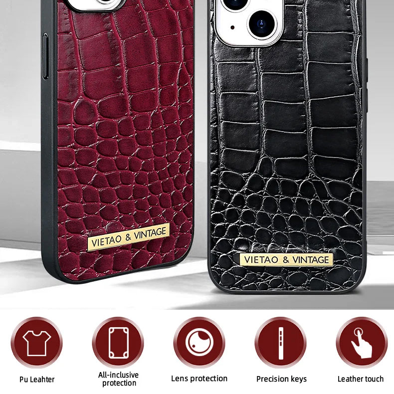 Luxury iPhone Leather Case Business Style — High-End Textured Cover, Slim Protective Design, Anti-Fingerprint Scratch-Resistant Dustproof Finish