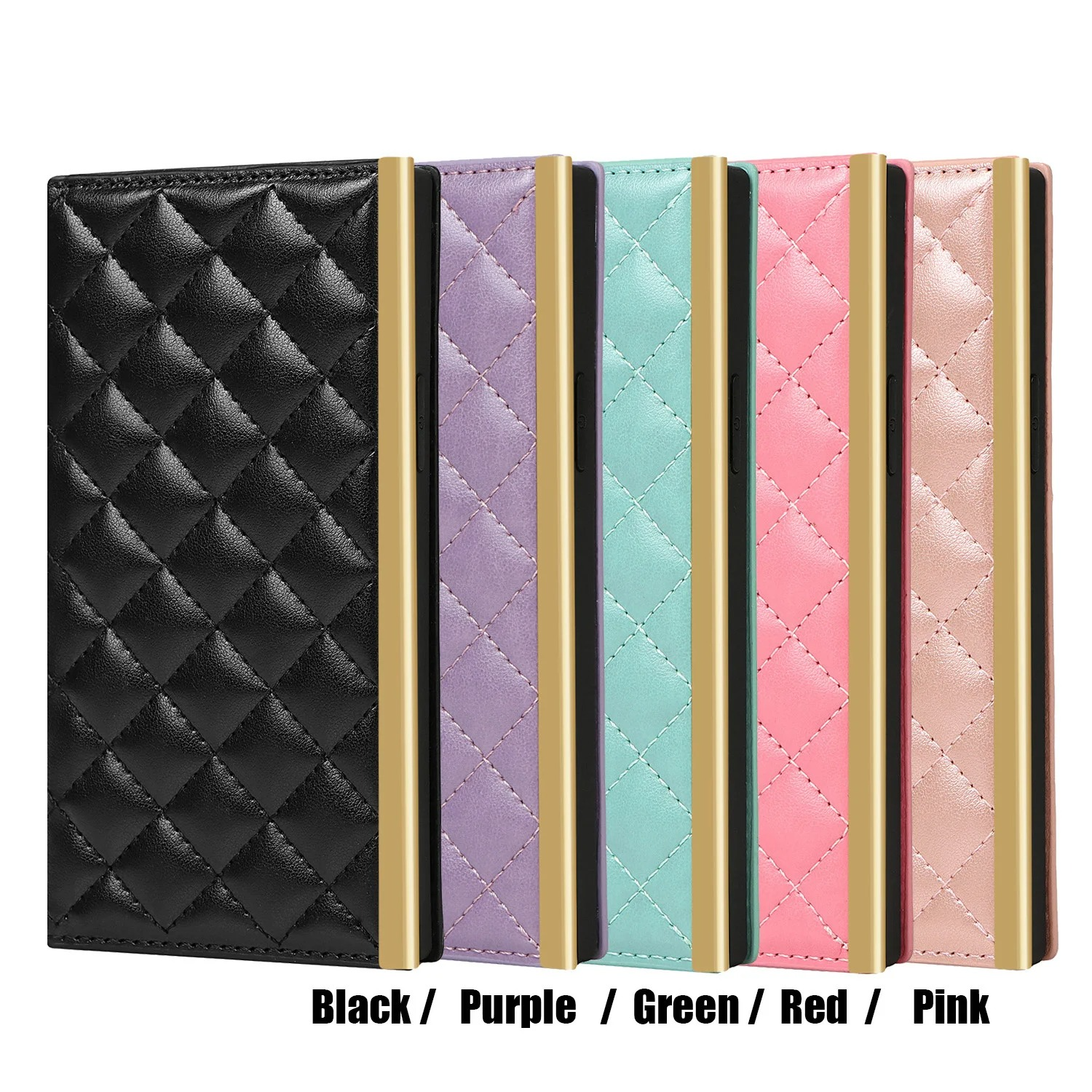 Luxury iPhone Leather Crossbody Wallet Case — PU Leather Cover with Card Holder, Chain Strap Lanyard, Kickstand Function, Shockproof Dustproof Protection