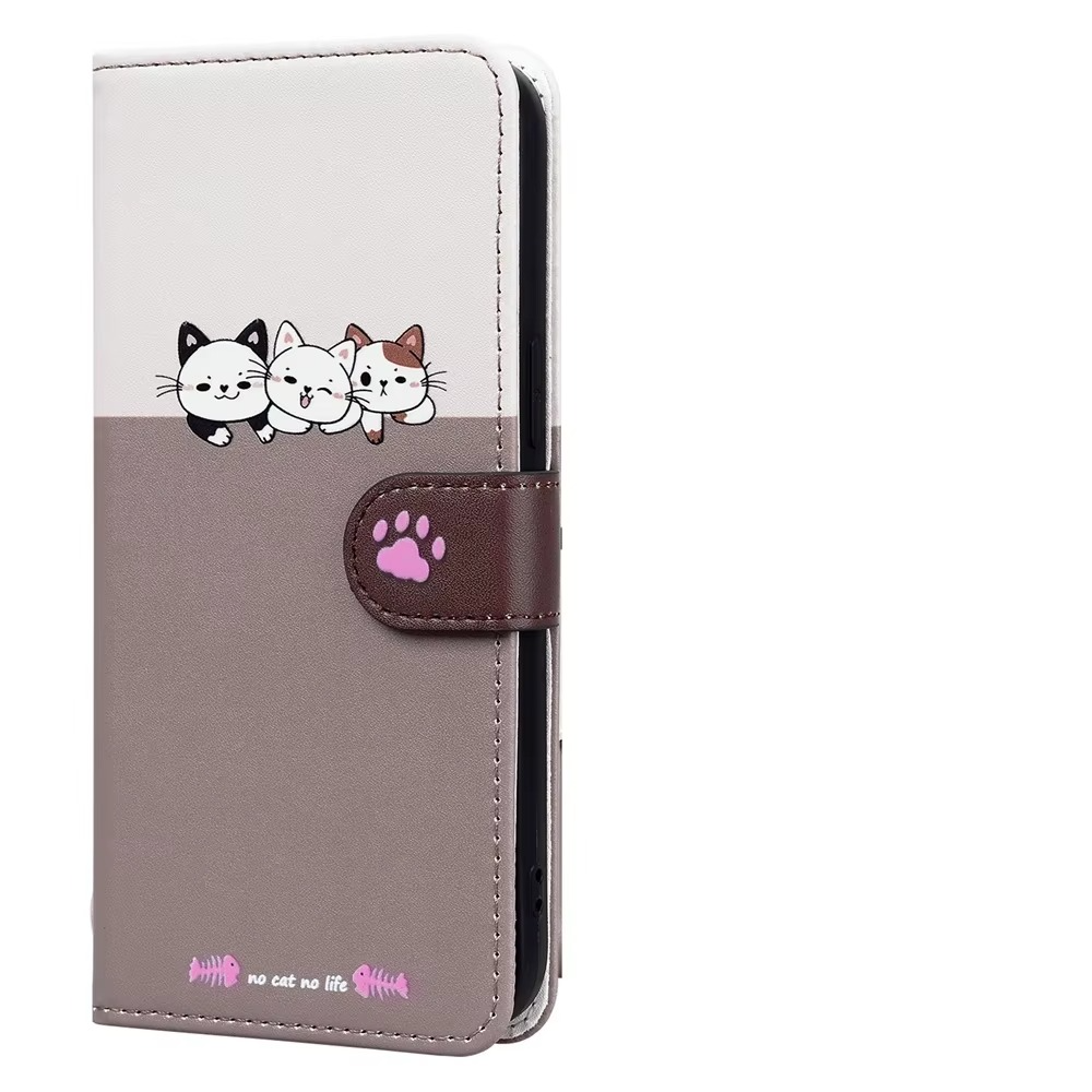 Luxury iPhone Leather Flip Wallet Case — Cute Cat Pet Design, Magnetic Cover with Card Holder, Stand Function, Shockproof Anti-Scratch Protection for Women