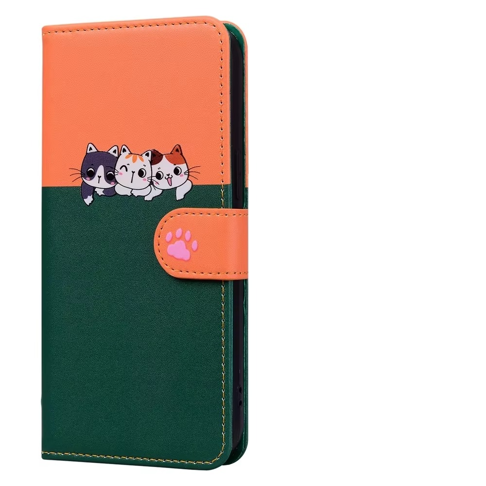 Luxury iPhone Leather Flip Wallet Case — Cute Cat Pet Design, Magnetic Cover with Card Holder, Stand Function, Shockproof Anti-Scratch Protection for Women