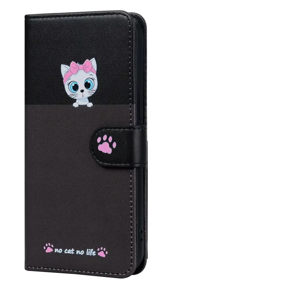 Luxury iPhone Leather Flip Wallet Case — Cute Cat Pet Design, Magnetic Cover with Card Holder, Stand Function, Shockproof Anti-Scratch Protection for Women