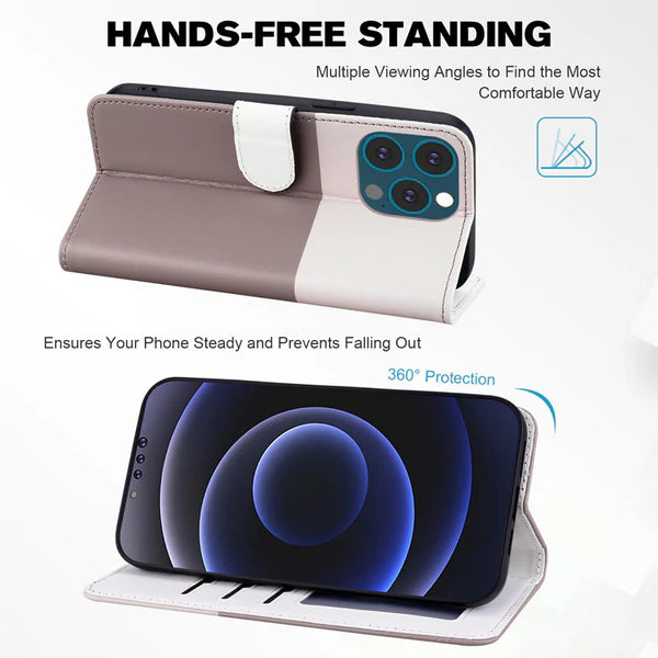 Luxury iPhone Leather Flip Wallet Case — Cute Cat Pet Design, Magnetic Cover with Card Holder, Stand Function, Shockproof Anti-Scratch Protection for Women