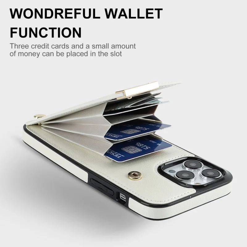 Luxury iPhone Leather Wallet Case with Card Holders — Kickstand Function, Full Body Protective Cover, Shockproof Design, Stylish and Functional Phone Case