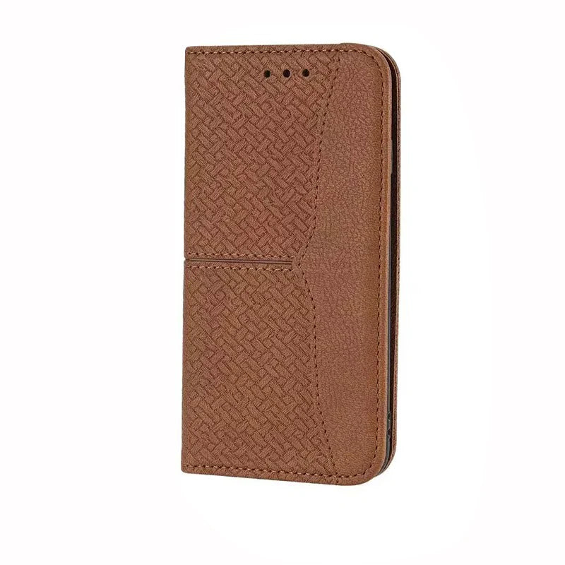 Luxury iPhone Leather Wallet Flip Case — Magnetic Cover with Card Holder, Kickstand Function, Dual Layer Shockproof Protection, Anti-Fingerprint Design