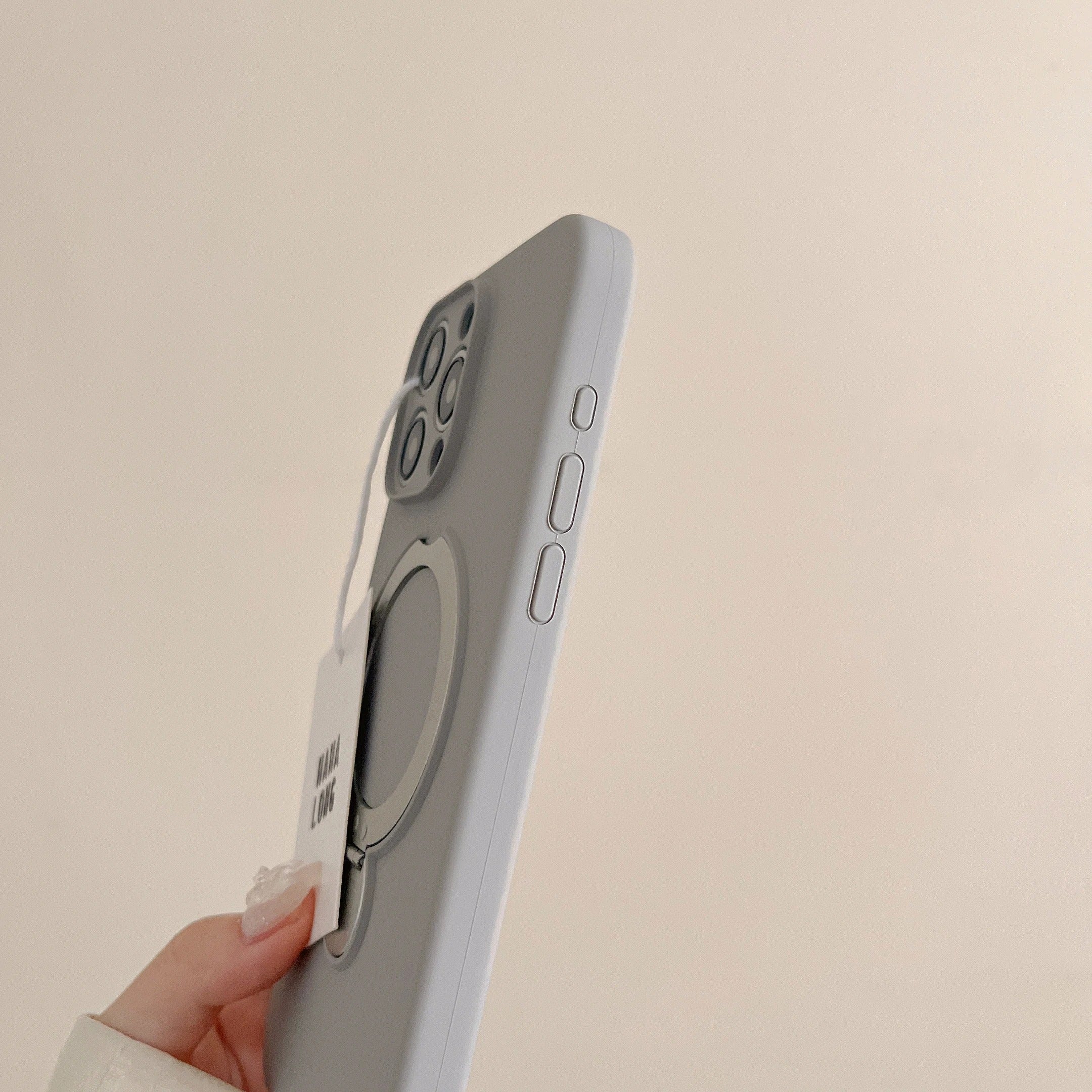 Luxury iPhone Liquid Silicone MagSafe Case — Magnetic Stand Holder Cover, Shockproof Full Protection, Matte Anti-Fingerprint Soft Bumper Design