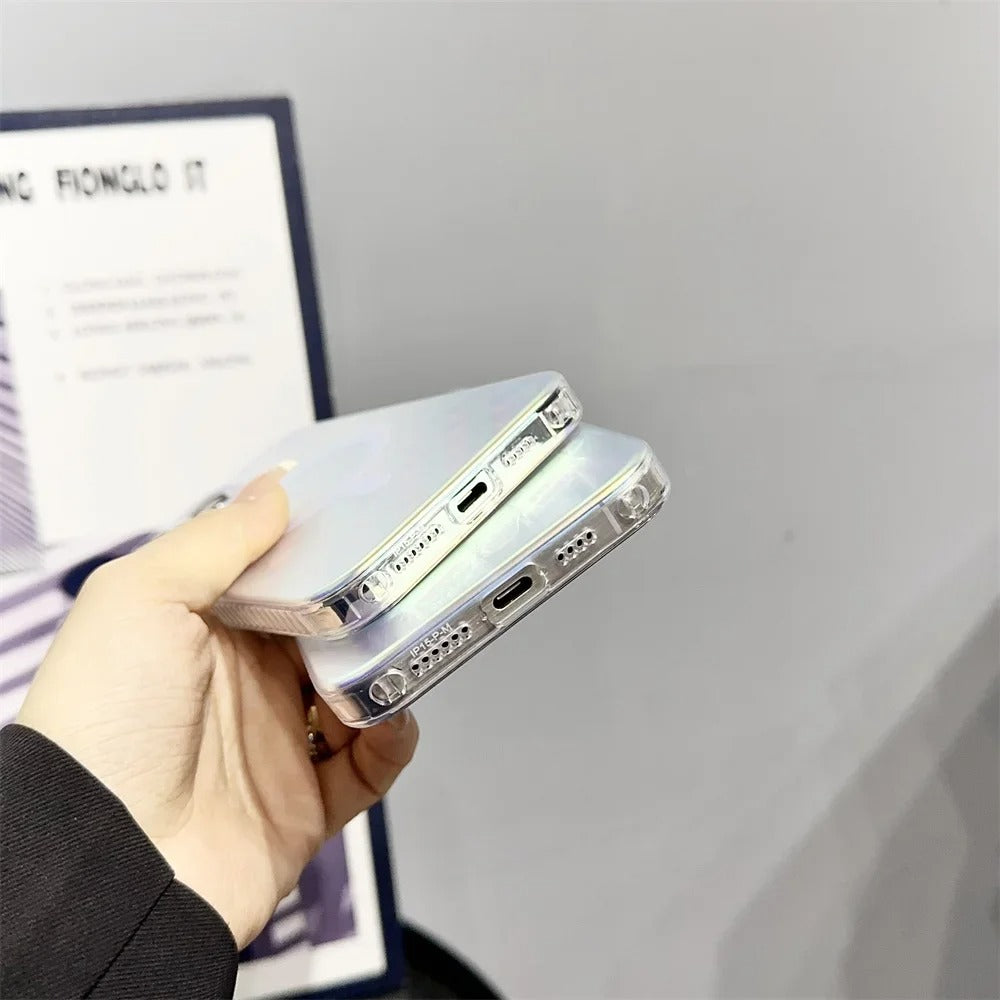 Luxury iPhone MagSafe Case Aurora Gradient Design — Colorful Laser Acrylic Cover, Magnetic Wireless Charging, Slim Shockproof Anti-Fingerprint Scratch-Resistant Finish
