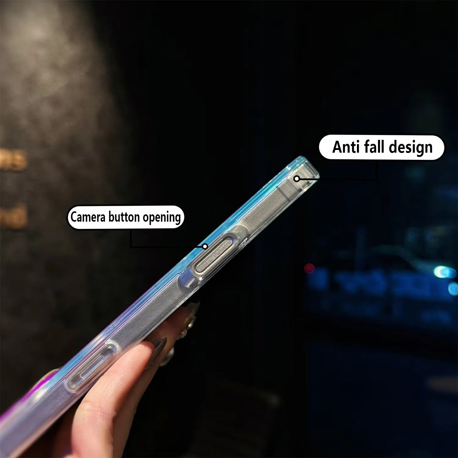 Luxury iPhone MagSafe Case Aurora Gradient Laser Design — Luggage Style Tough Cover, Shockproof Protective Finish for a Stylish Blue Look