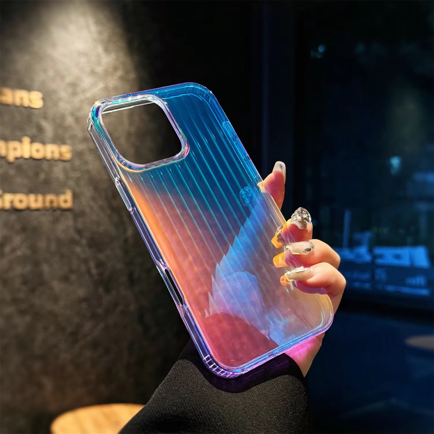 Luxury iPhone MagSafe Case Aurora Gradient Laser Design — Luggage Style Tough Cover, Shockproof Protective Finish for a Stylish Blue Look