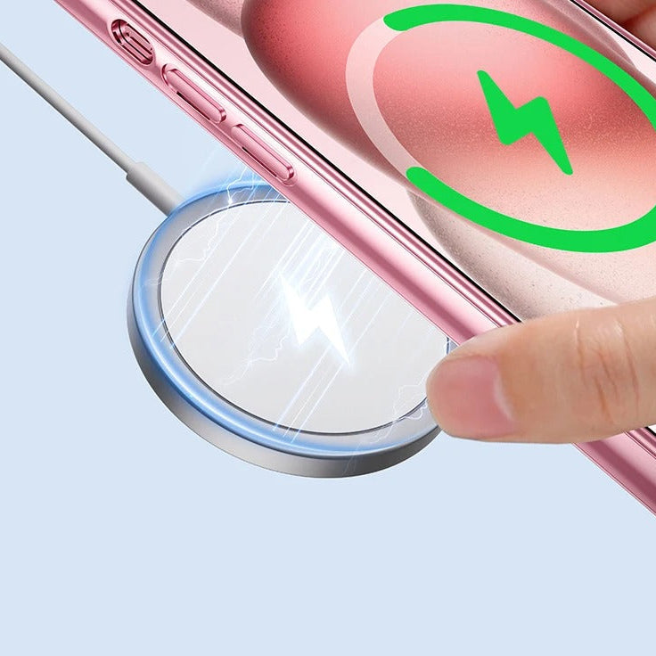 Luxury iPhone MagSafe Case Clear Plating Silicone Cover — Transparent Soft Design with Lens Film Protection, Slim Shockproof Anti-Fingerprint Non-Slip Finish