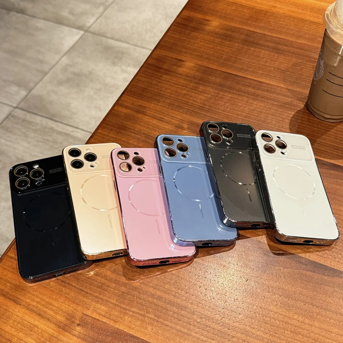 Luxury iPhone MagSafe Case Nanometer Frosted Finish — Large Lens Glass Protection, Magnetic Wireless Charging, Slim Shockproof Anti-Fingerprint Matte Cover