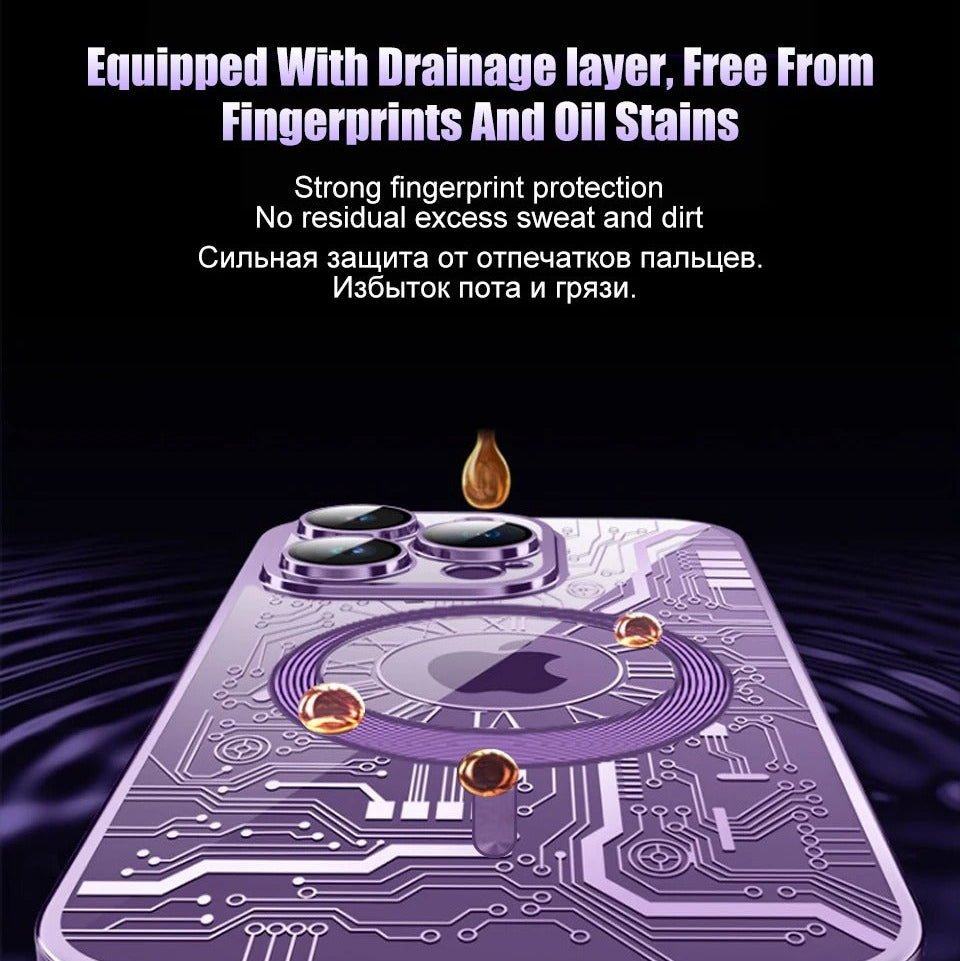 Luxury iPhone MagSafe Case Plating Design — Soft Magnetic Bumper Cover, Wireless Charging Compatible, Slim Shockproof Anti-Fingerprint Transparent Protection