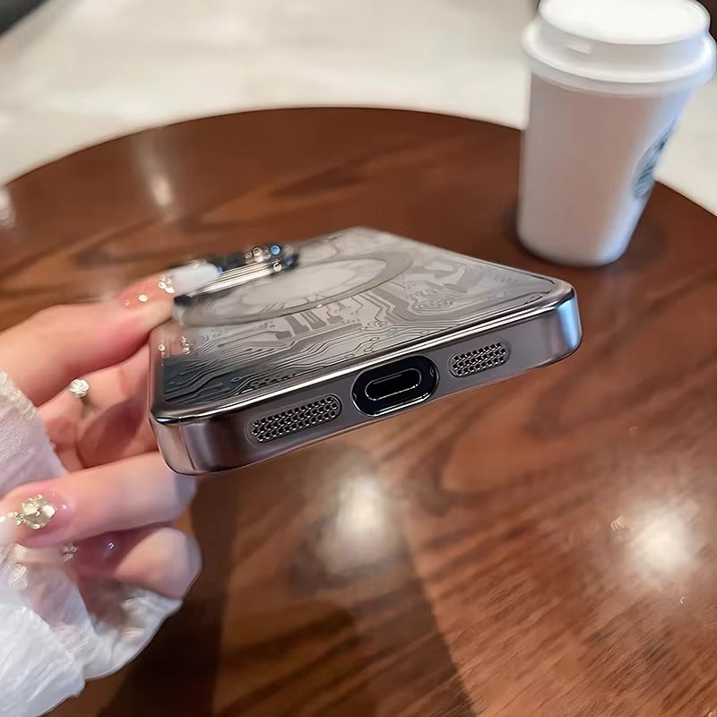 Luxury iPhone MagSafe Case Plating Design — Soft Magnetic Bumper Cover, Wireless Charging Compatible, Slim Shockproof Anti-Fingerprint Transparent Protection