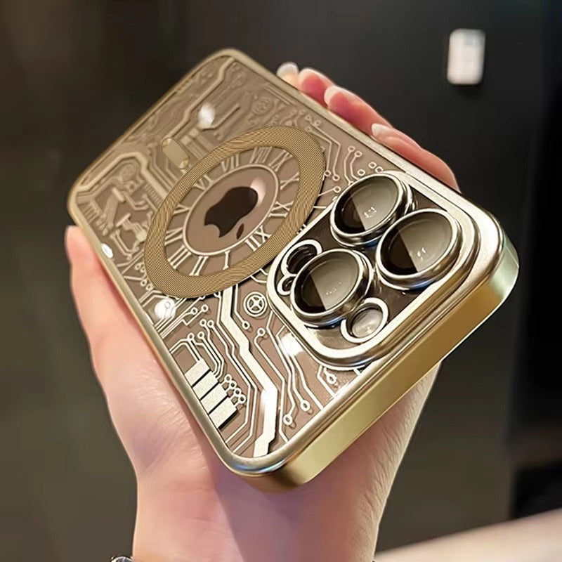 Luxury iPhone MagSafe Case Plating Design — Soft Magnetic Bumper Cover, Wireless Charging Compatible, Slim Shockproof Anti-Fingerprint Transparent Protection