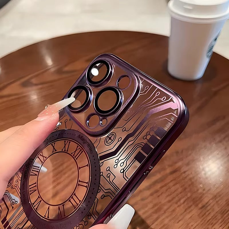 Luxury iPhone MagSafe Case Plating Design — Soft Magnetic Bumper Cover, Wireless Charging Compatible, Slim Shockproof Anti-Fingerprint Transparent Protection