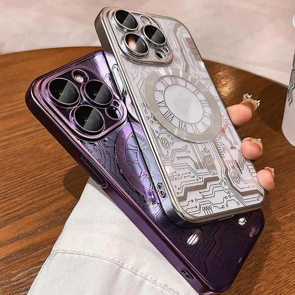 Luxury iPhone MagSafe Case Plating Design — Soft Magnetic Bumper Cover, Wireless Charging Compatible, Slim Shockproof Anti-Fingerprint Transparent Protection