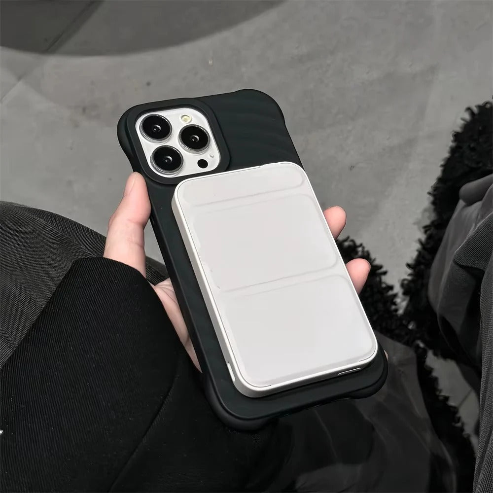 Luxury iPhone MagSafe Case Ripple Silicone Design — Engraved Letter Back Cover, Magnetic Wireless Charging Compatible, Shockproof Soft Non-Slip Protection