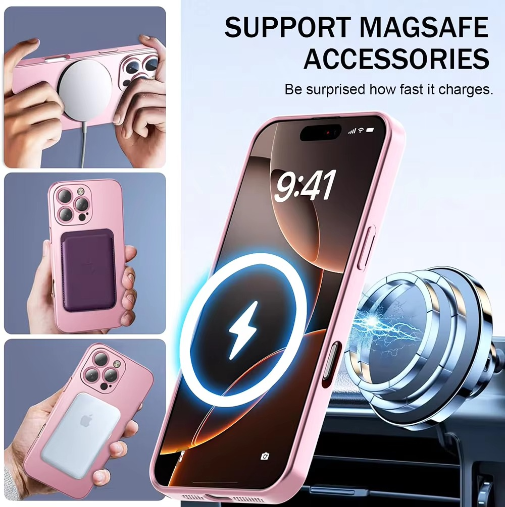 Luxury iPhone MagSafe Case — Magnetic Wireless Charging Full Coverage Silicone Cover, Camera Protection, Slim Shockproof Anti-Fingerprint Matte Design