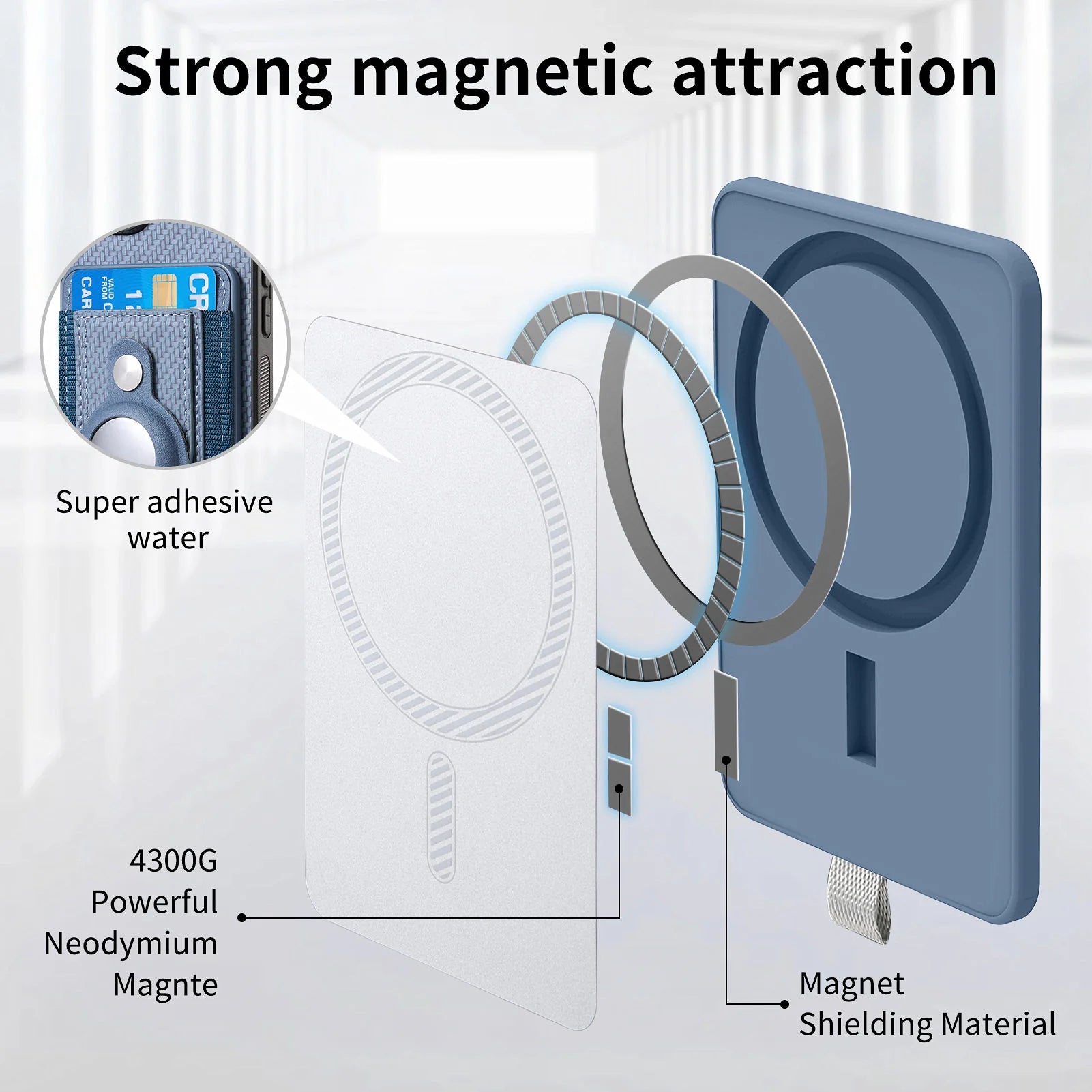 Luxury iPhone MagSafe Case with AirTag Card Holder — Magnetic Adsorption Wallet Cover, Slim PC+TPU Design, Anti-Scratch Dustproof Non-Slip Protection