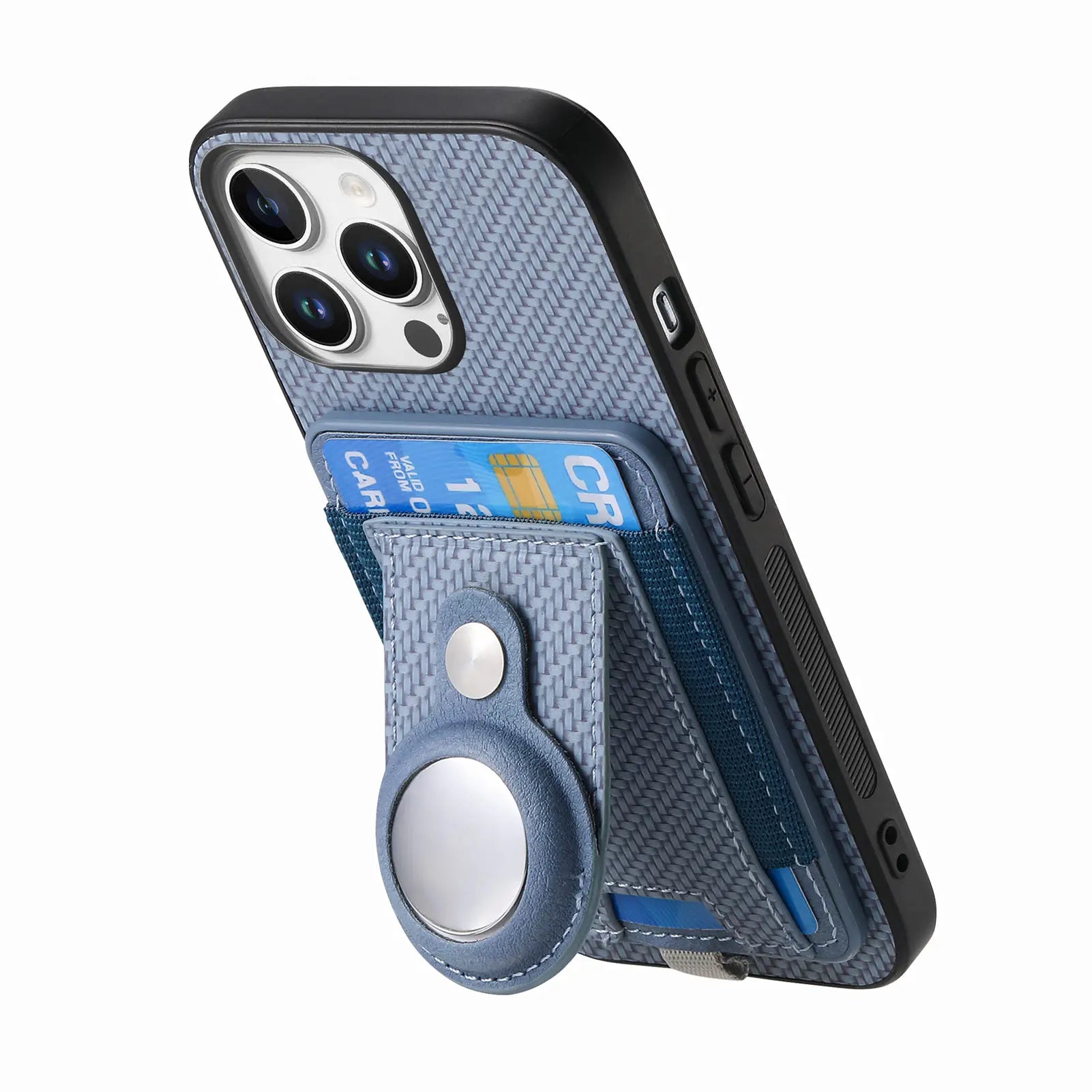 Luxury iPhone MagSafe Case with AirTag Card Holder — Magnetic Adsorption Wallet Cover, Slim PC+TPU Design, Anti-Scratch Dustproof Non-Slip Protection