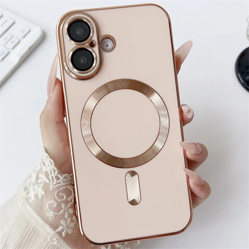 Luxury iPhone MagSafe Case with Camera Lens Protector — Soft Silicone Shockproof Cover, Slim Lightweight Anti-Fingerprint Scratch-Resistant Design