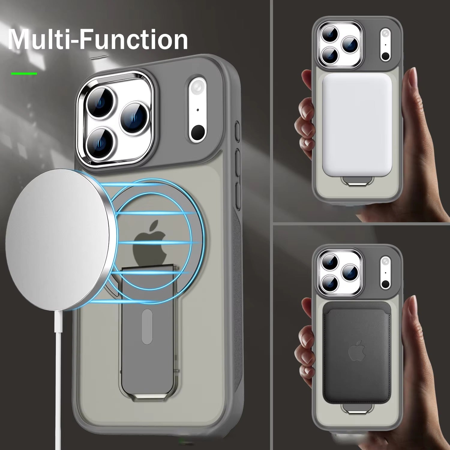 Luxury iPhone MagSafe Case with Fold Stand — Magnetic Kickstand Holder, Slim Shockproof Bumper Protection, Wireless Charging Compatible Design