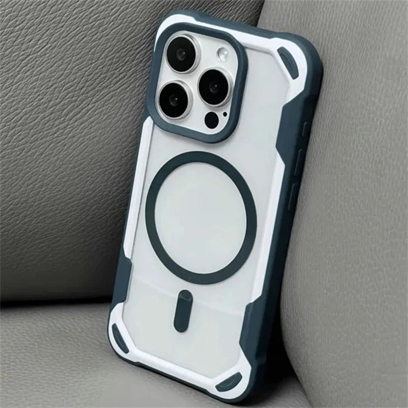 Luxury iPhone MagSafe Hit Color Clear Case — Transparent Shockproof Back Cover with Magnetic Wireless Charging, Slim Anti-Scratch Design