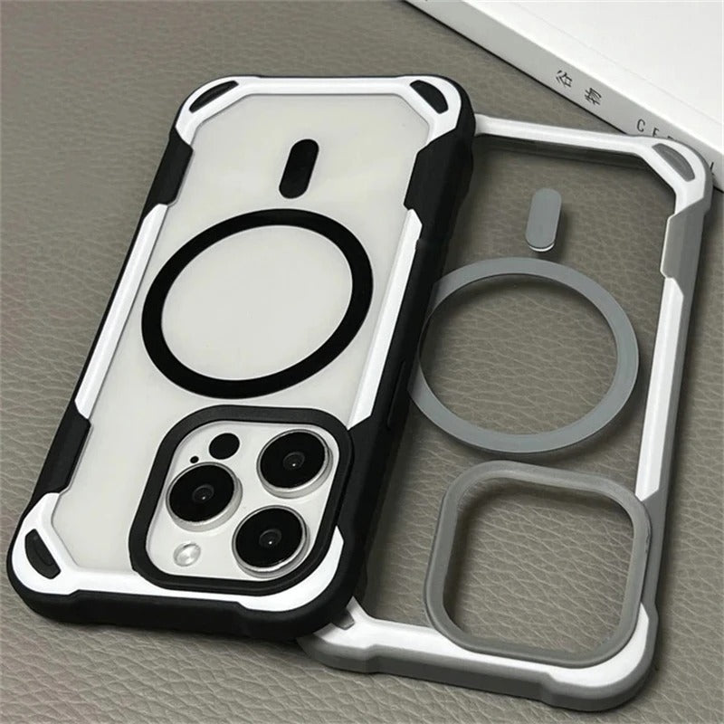 Luxury iPhone MagSafe Hit Color Clear Case — Transparent Shockproof Back Cover with Magnetic Wireless Charging, Slim Anti-Scratch Design