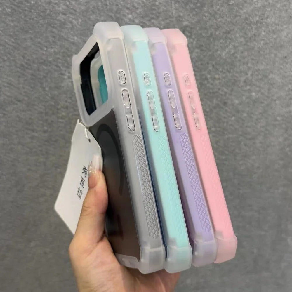 Luxury iPhone MagSafe Laser Armor Case — Color-Changing Dazzling Dual Layer Cover, Wireless Charging Compatible, Military Grade Shockproof Protection