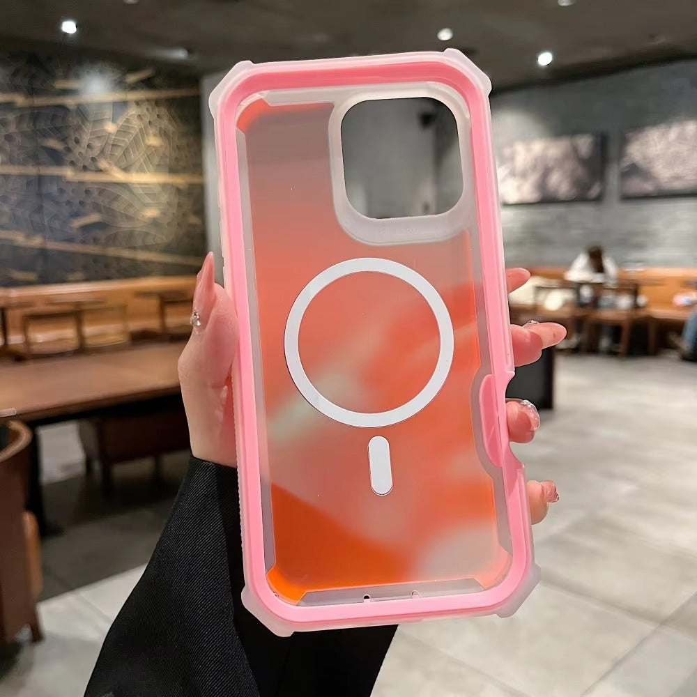 Luxury iPhone MagSafe Laser Armor Case — Color-Changing Dazzling Dual Layer Cover, Wireless Charging Compatible, Military Grade Shockproof Protection