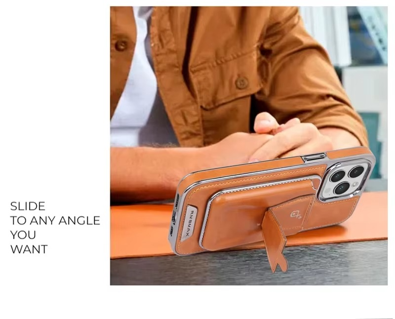 Luxury iPhone MagSafe Leather Wallet Case — Strong Magnetic Card Holder Cover with Kickstand, Shockproof Protection, Anti-Fingerprint Scratch-Resistant Design