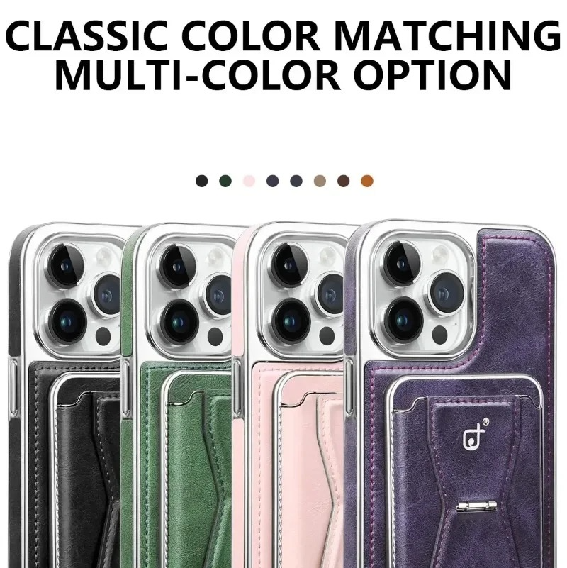 Luxury iPhone MagSafe Leather Wallet Case — Strong Magnetic Card Holder Cover with Kickstand, Shockproof Protection, Anti-Fingerprint Scratch-Resistant Design