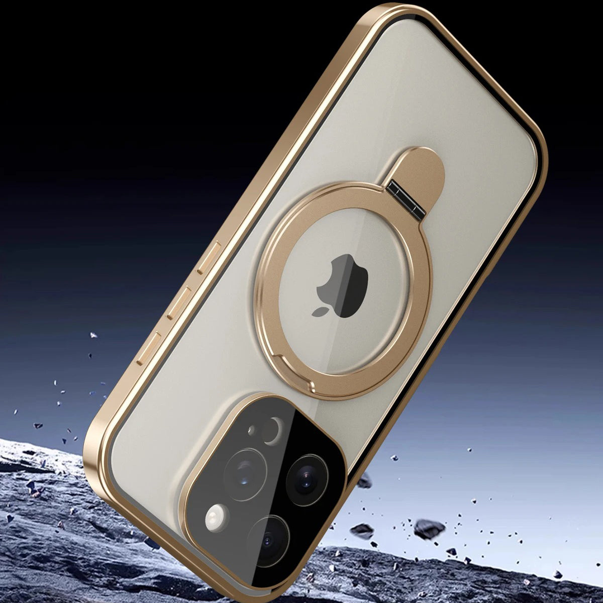 Luxury iPhone Magnetic Metal Frame Case — Double-Sided Anti-Peeping Glass Cover with Bracket Stand, Hard Anti-Drop Shockproof Protection