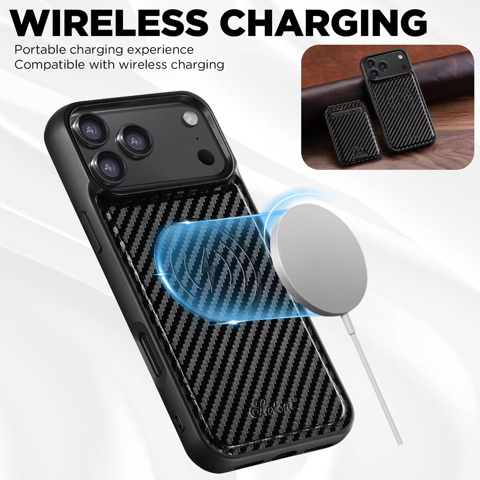 Luxury iPhone Magnetic Wallet Case — Faux Leather Card Holder Bag with Stand, MagSafe Wireless Charging Compatible, Slim Shockproof Design