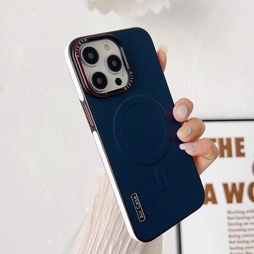 Luxury iPhone Matte Leather MagSafe Case — Magnetic Wireless Charging, Shockproof Bumper Full Coverage, Anti-Fingerprint Scratch-Resistant Design
