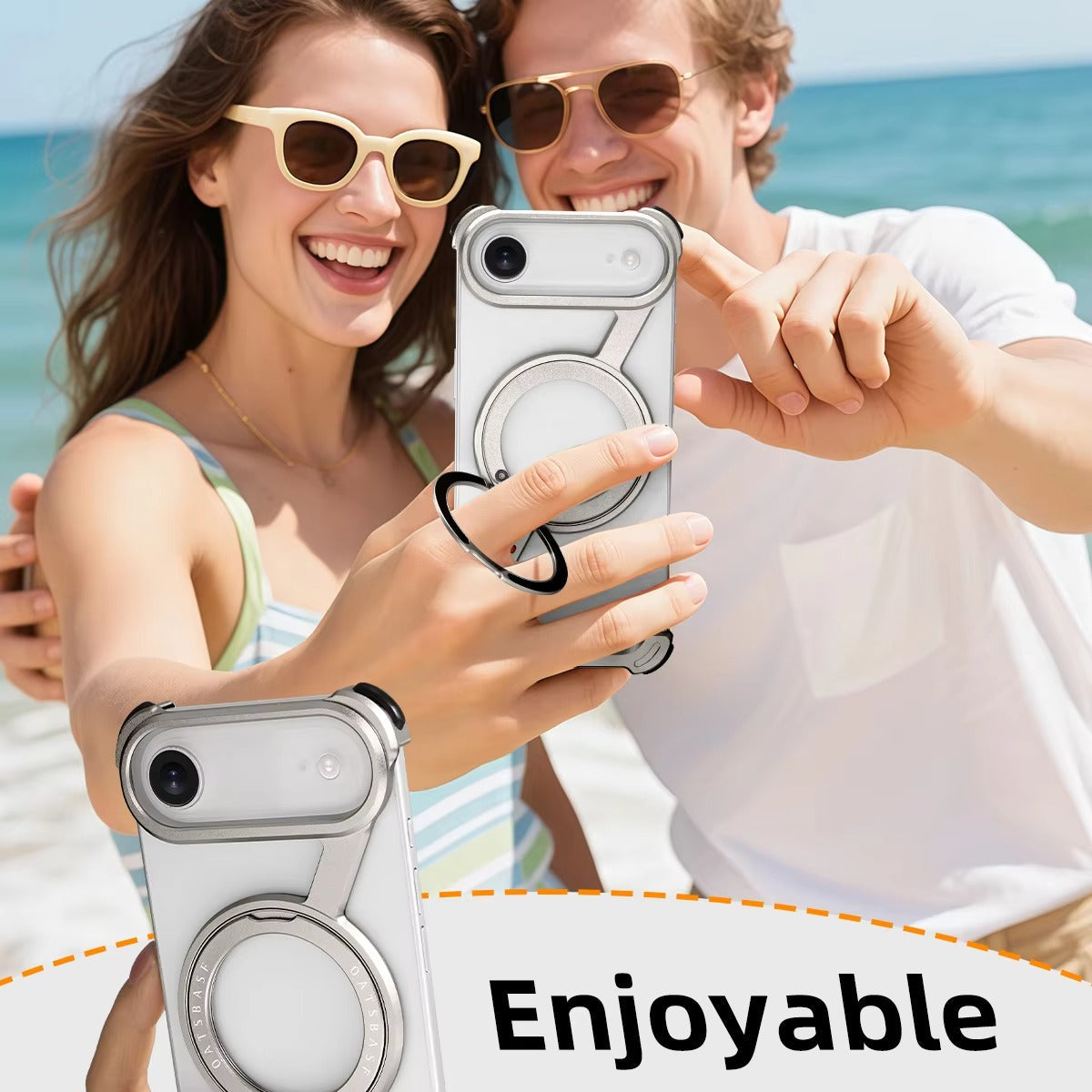 Luxury iPhone Metal Magnetic Case — Frameless Aluminum Alloy Cover with 360° Rotating Stand Ring, MagSafe Compatible Shockproof Protective Design