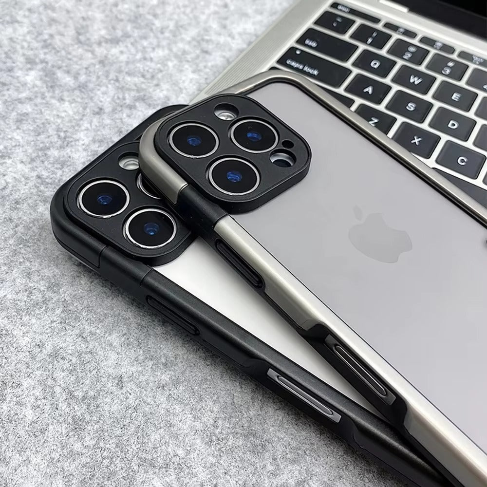 Luxury iPhone Solid Color Silicone Bumper Case — Camera Lens Protection, Shockproof Soft Edge Design with Stylish Color Collision Frame