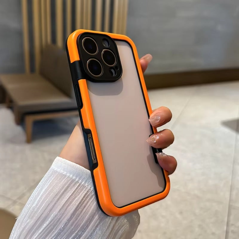 Luxury iPhone Solid Color Silicone Bumper Case — Camera Lens Protection, Shockproof Soft Edge Design with Stylish Color Collision Frame