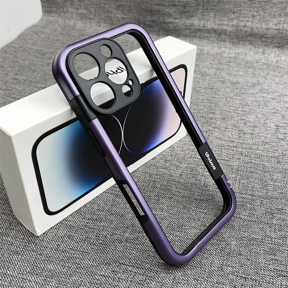 Luxury iPhone Solid Color Silicone Bumper Case — Camera Lens Protection, Shockproof Soft Edge Design with Stylish Color Collision Frame