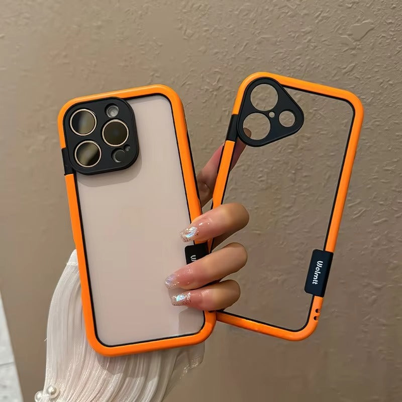 Luxury iPhone Solid Color Silicone Bumper Case — Camera Lens Protection, Shockproof Soft Edge Design with Stylish Color Collision Frame