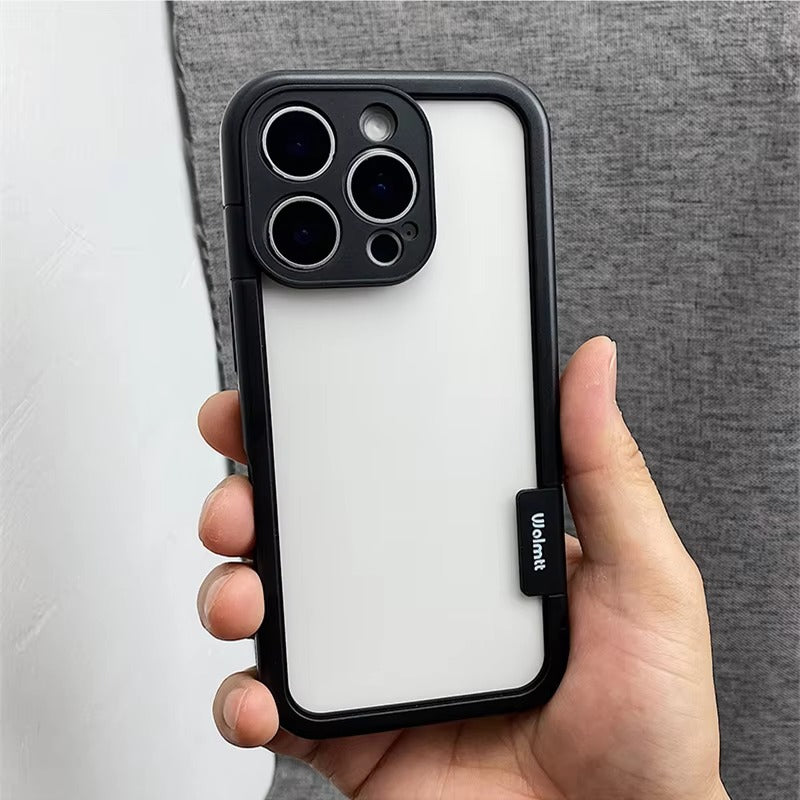 Luxury iPhone Solid Color Silicone Bumper Case — Camera Lens Protection, Shockproof Soft Edge Design with Stylish Color Collision Frame