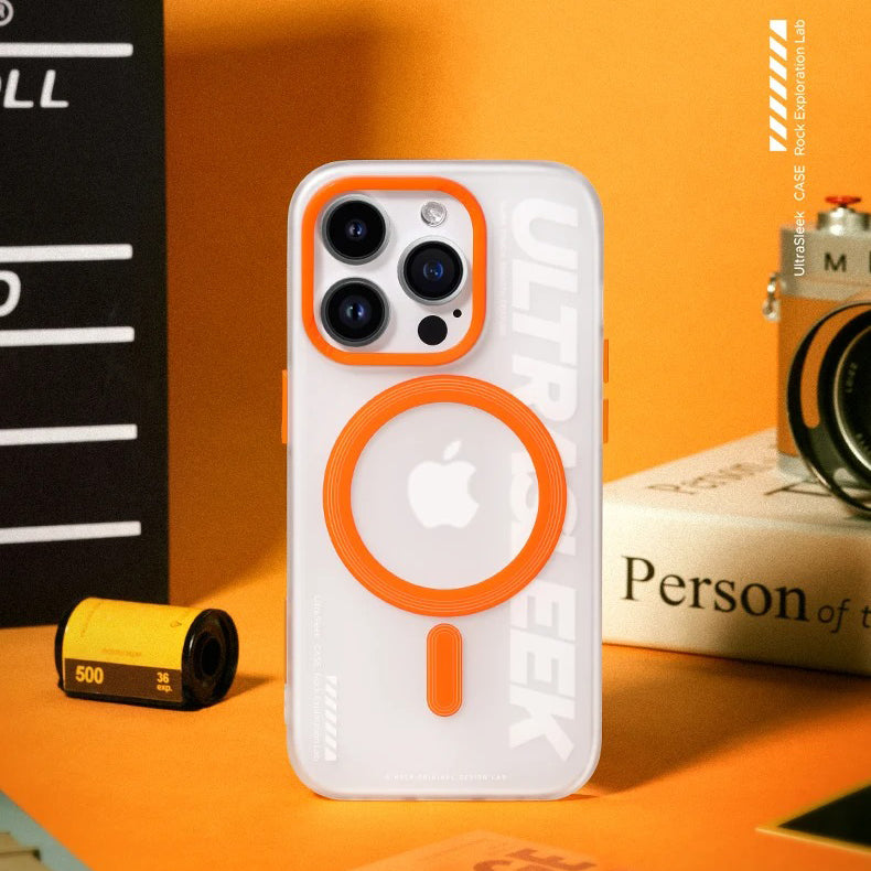 Luxury iPhone Transparent MagSafe Case — ROCK Shockproof Magnetic Cover, Wireless Charging Compatible, Clear Anti-Fingerprint Scratch-Resistant Design