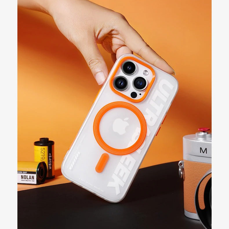 Luxury iPhone Transparent MagSafe Case — ROCK Shockproof Magnetic Cover, Wireless Charging Compatible, Clear Anti-Fingerprint Scratch-Resistant Design